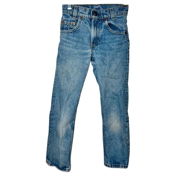 Vintage 80s Levis Orange Tab Straight Leg Blue Jeans Kids Youth Size 8 22x21 - Picture 1 of 4